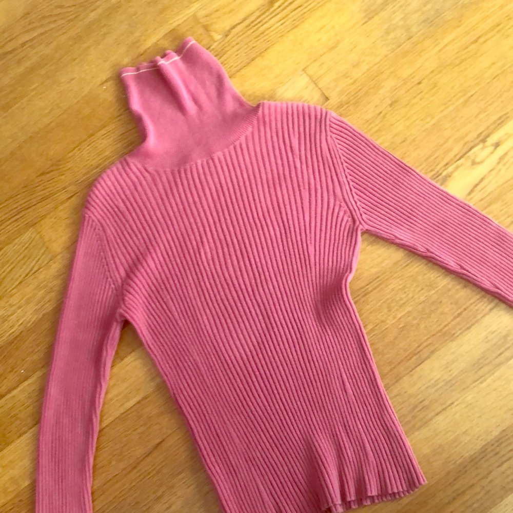 Pink turtleneck sweater from Banana Republic